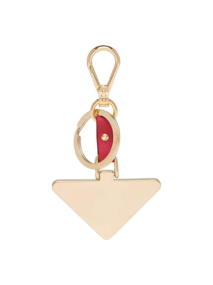 Prada Men's Saffiano Leather and Metal Keychain - Red | Thumbnail 3