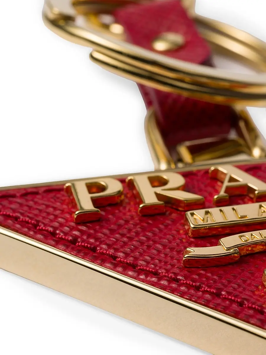 Prada Men's Saffiano Leather and Metal Keychain - Red | Thumbnail 4