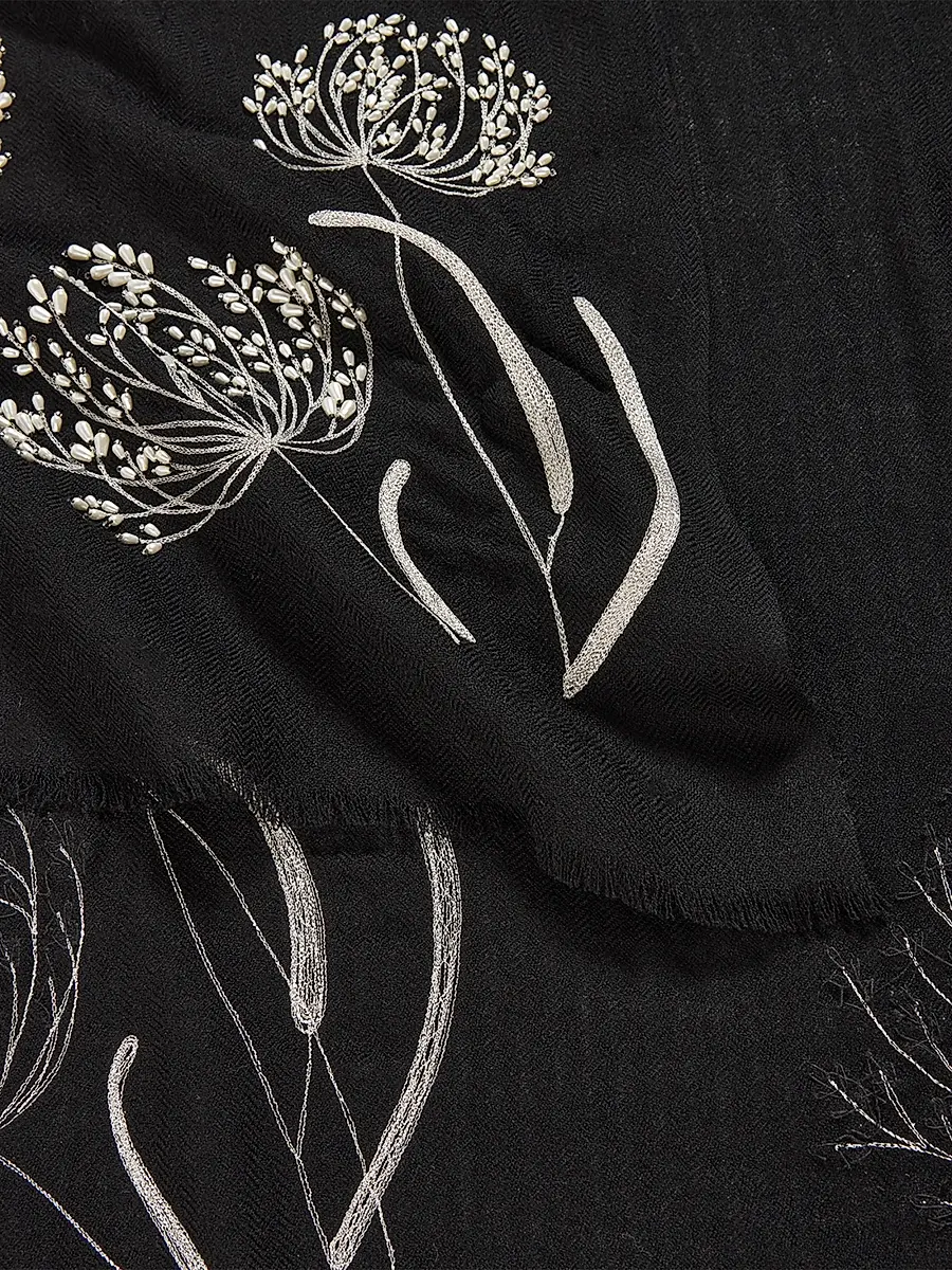 Janavi Women's The Wild Pearl Wool Scarf | Thumbnail 4 Janavi Women's The Wild Pearl Wool Scarf | Thumbnail 4