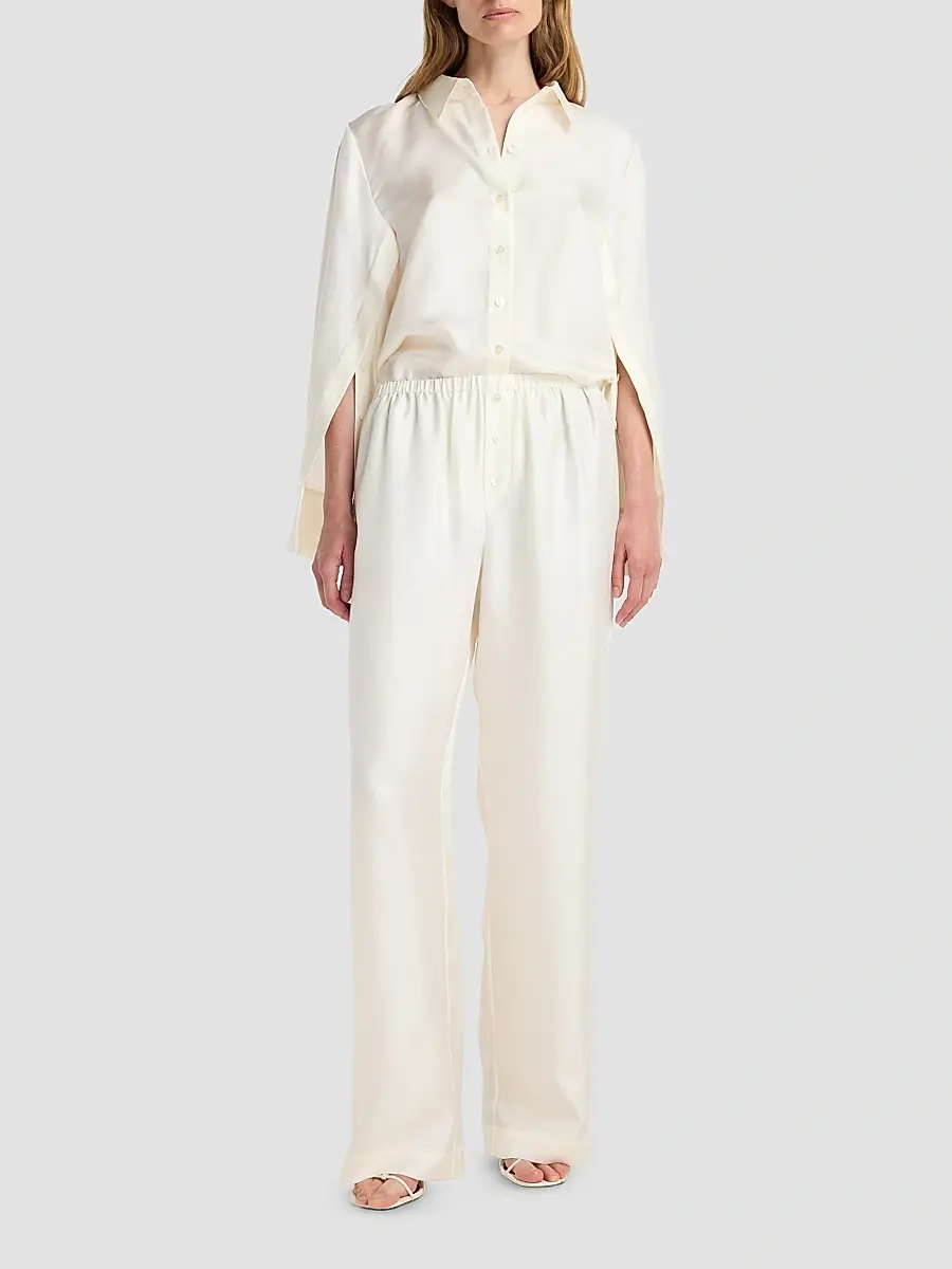 RÓHE Women's Silk Twill Relaxed-Leg Pull-On Trousers | Thumbnail 2