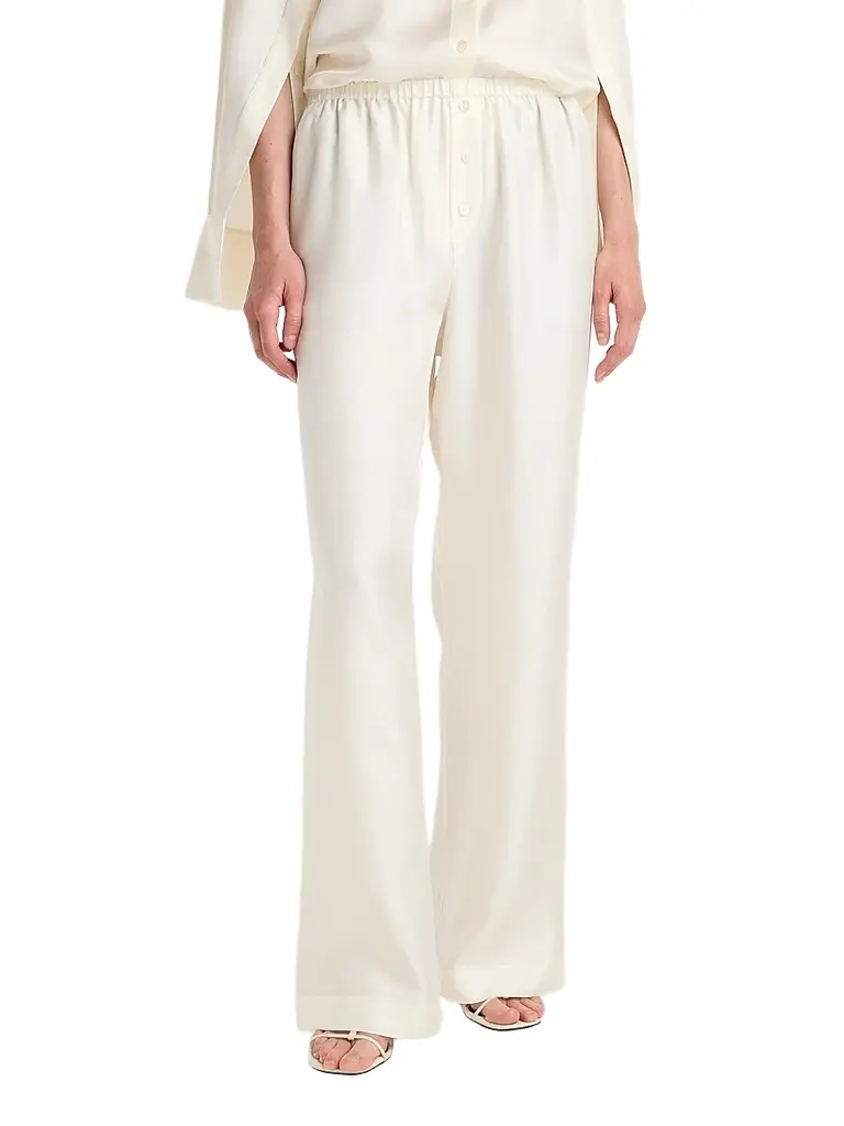 RÓHE Women's Silk Twill Relaxed-Leg Pull-On Trousers - Cream - Size 12 | Image 1 RÓHE Women's Silk Twill Relaxed-Leg Pull-On Trousers - Cream - Size 12 | Image 1