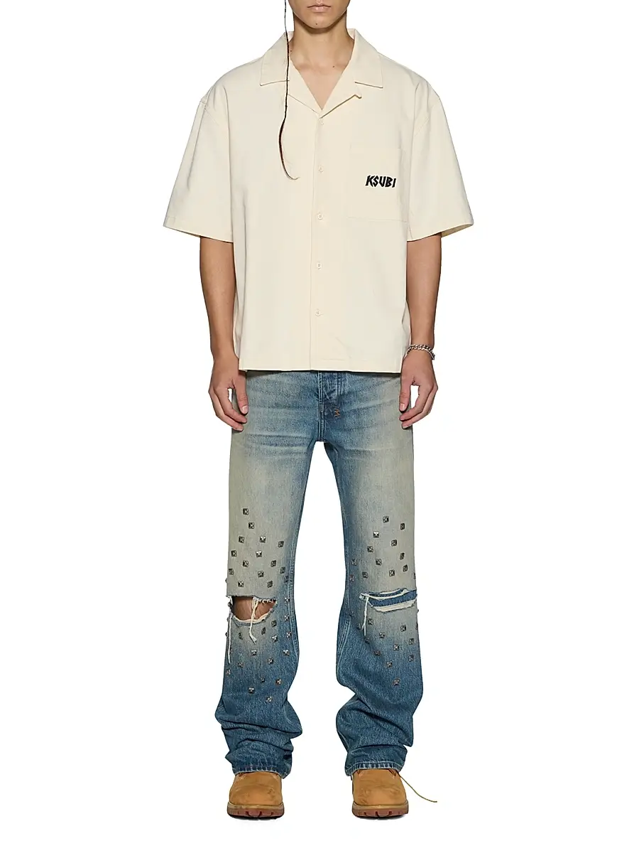 Ksubi Men's Stay Up Logo Graphic Camp Shirt | Thumbnail 2 Ksubi Men's Stay Up Logo Graphic Camp Shirt | Thumbnail 2
