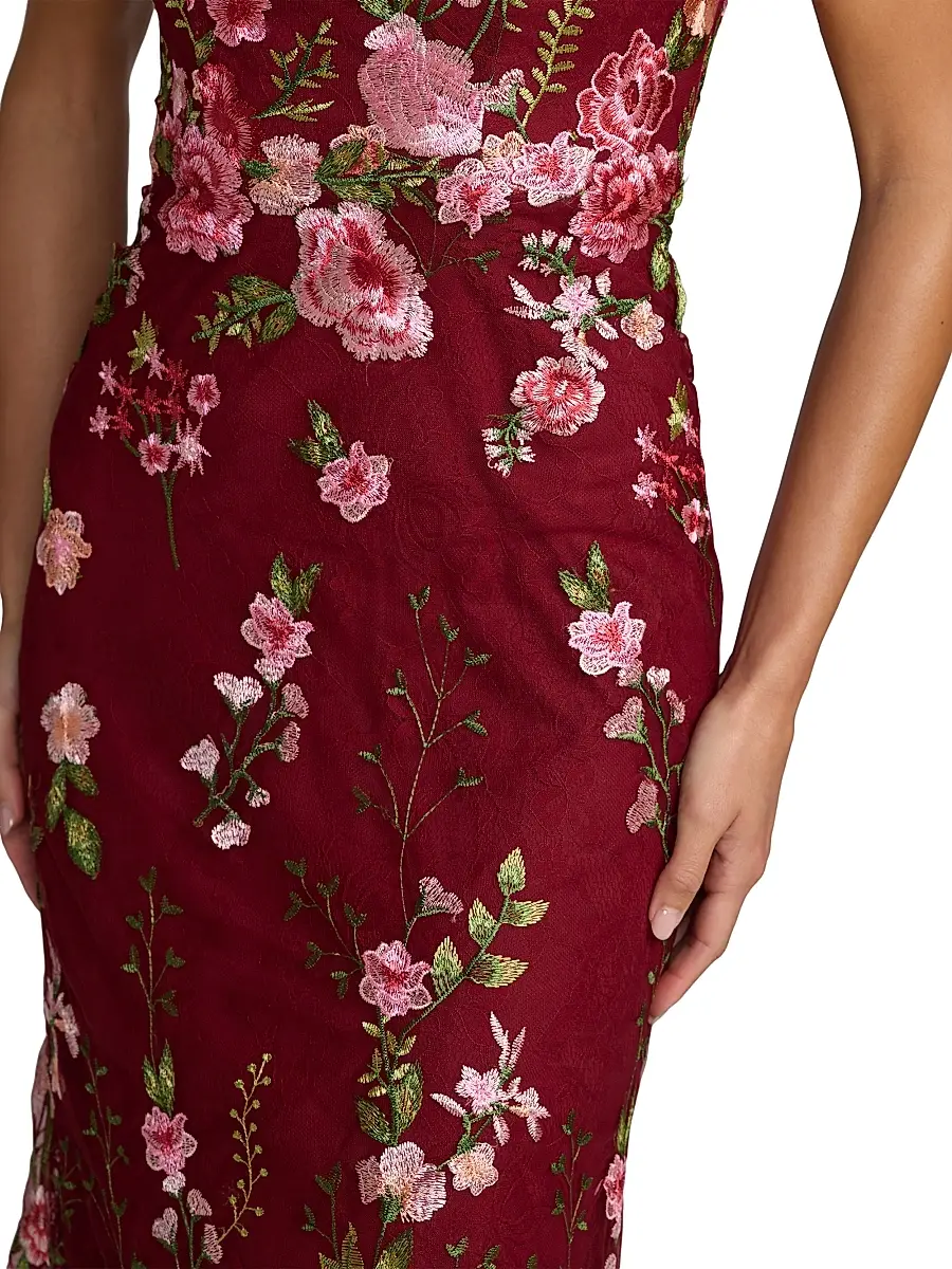 Mac Duggal Women's One-Shoulder Floral Embroidered Gown | Thumbnail 3