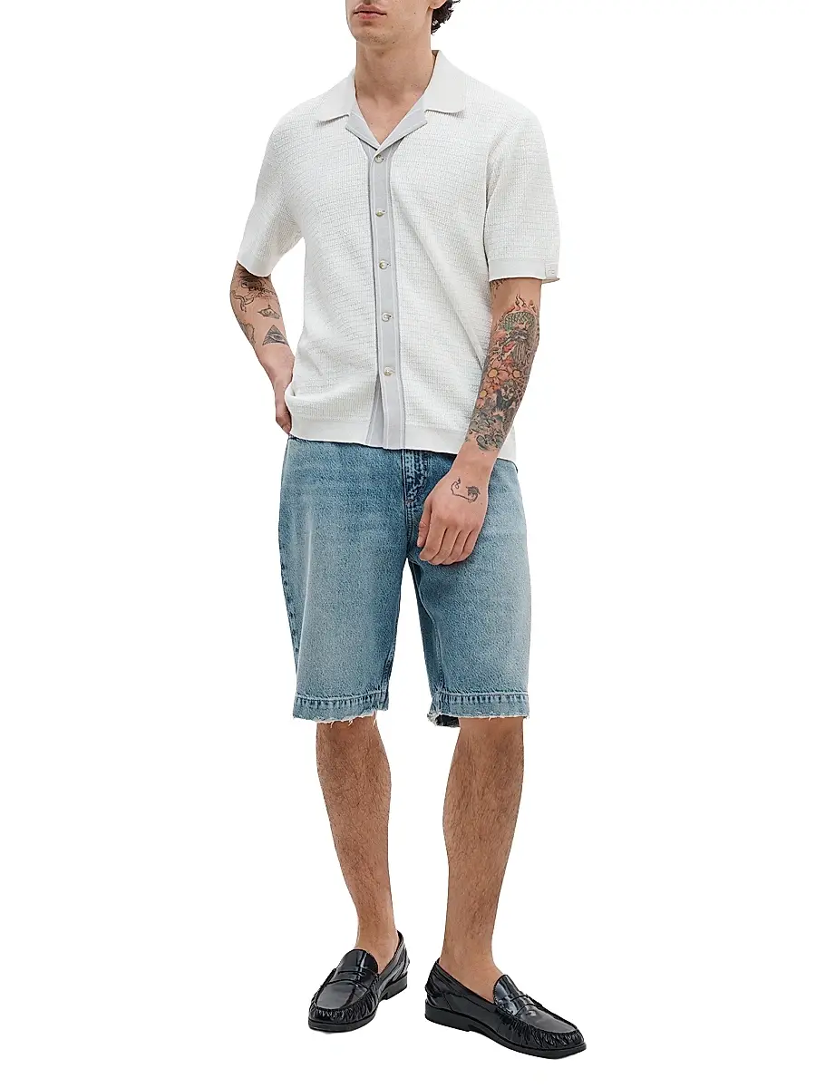 rag & bone Men's Harvey Rib-Knit Cotton-Blend Polo Shirt | Thumbnail 2 rag & bone Men's Harvey Rib-Knit Cotton-Blend Polo Shirt | Thumbnail 2