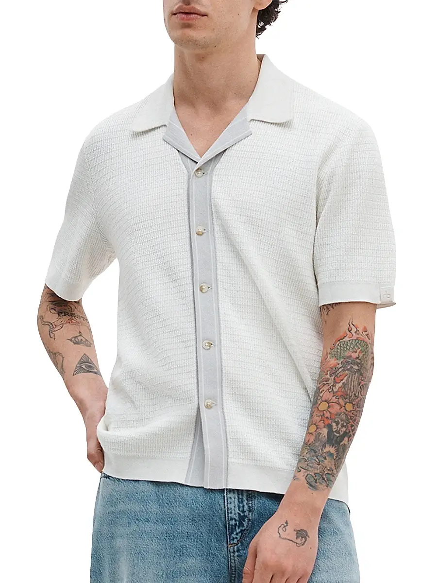 rag & bone Men's Harvey Rib-Knit Cotton-Blend Polo Shirt | Thumbnail 3 rag & bone Men's Harvey Rib-Knit Cotton-Blend Polo Shirt | Thumbnail 3