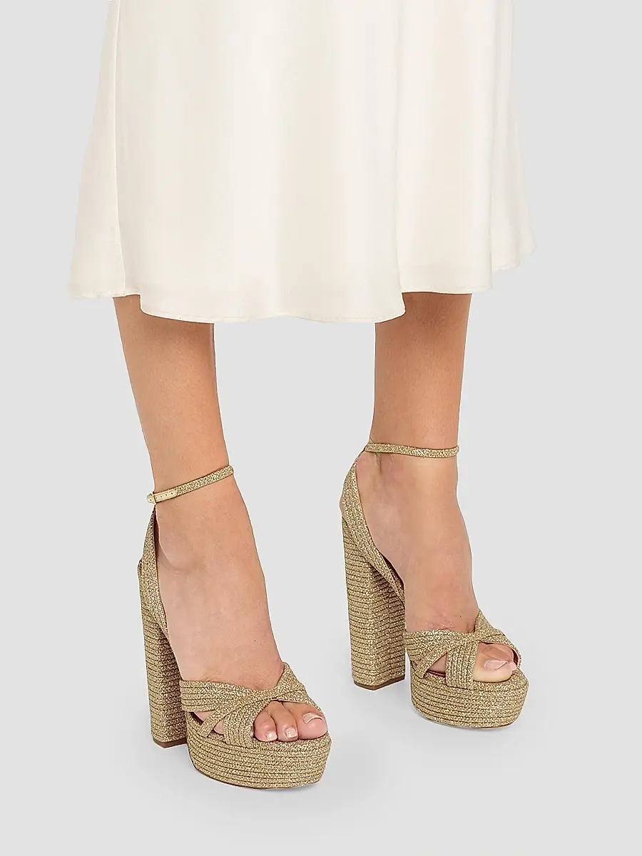 Aquazzura Women's Sundance 140MM Cotton Platform Sandals | Thumbnail 2