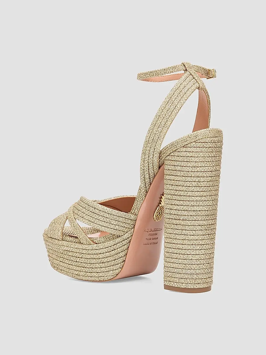 Aquazzura Women's Sundance 140MM Cotton Platform Sandals | Thumbnail 3