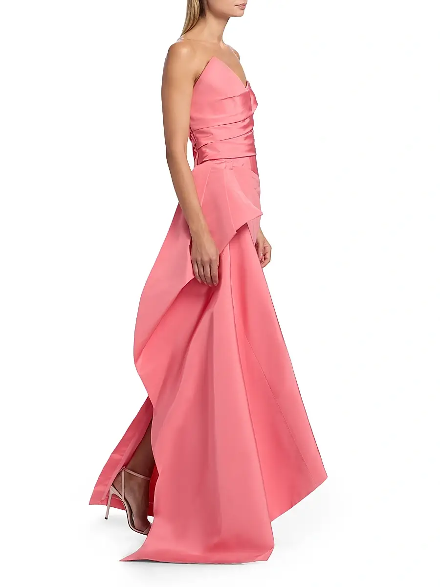 MONIQUE LHUILLIER Women's Asymmetric Draped Strapless Column Gown | Thumbnail 2