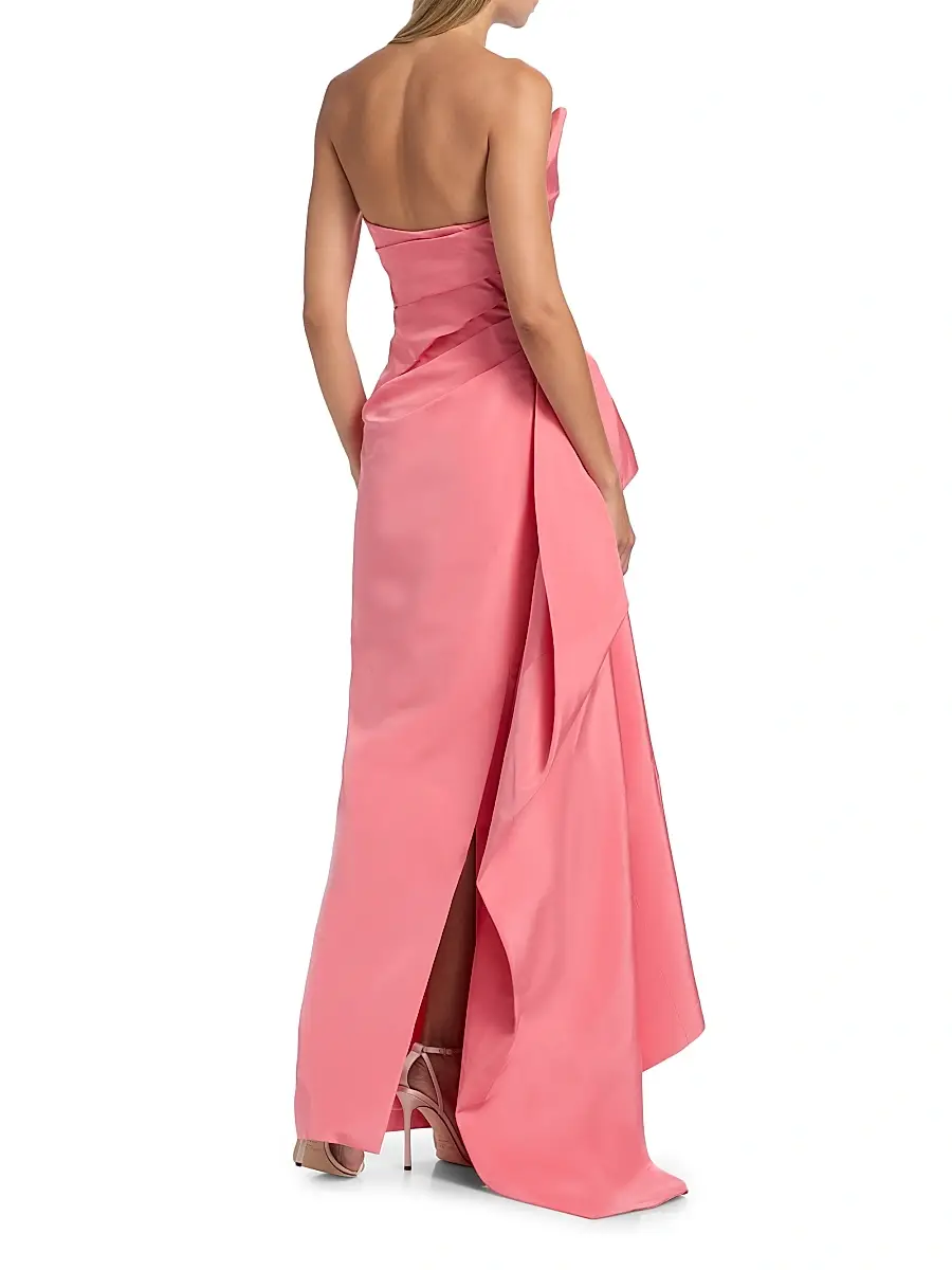MONIQUE LHUILLIER Women's Asymmetric Draped Strapless Column Gown | Thumbnail 5