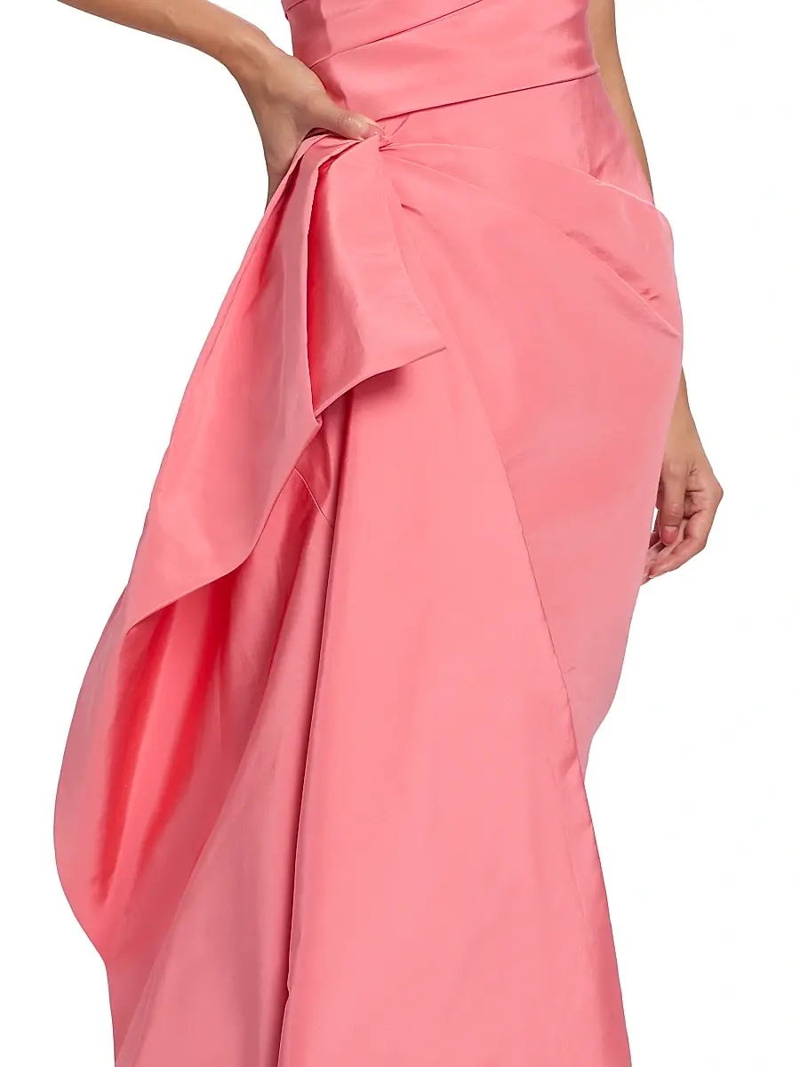 MONIQUE LHUILLIER Women's Asymmetric Draped Strapless Column Gown | Thumbnail 6
