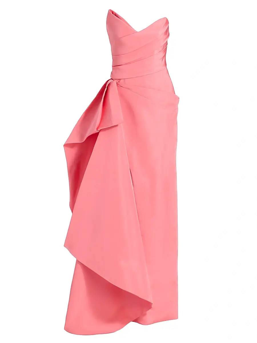 Women's Asymmetric Draped Strapless Column Gown