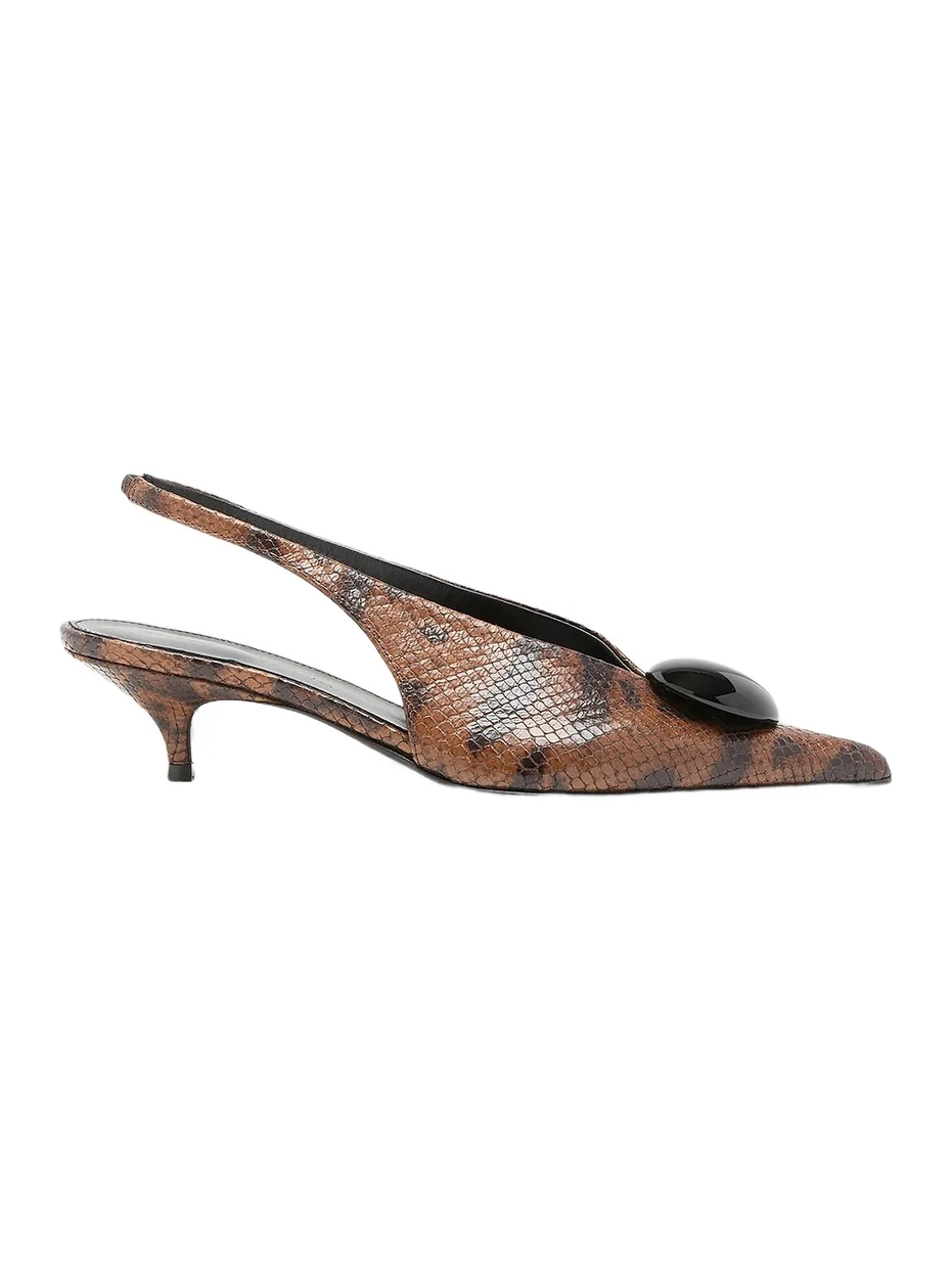 Women's Dome Slash 20MM Python-Embossed Leather Slingback Pumps Women's Dome Slash 20MM Python-Embossed Leather Slingback Pumps