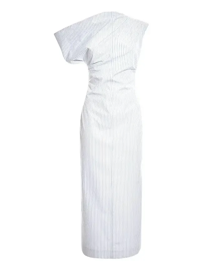 Malo Women's Pinstriped Cotton Off-The-Shoulder Midi-Dress