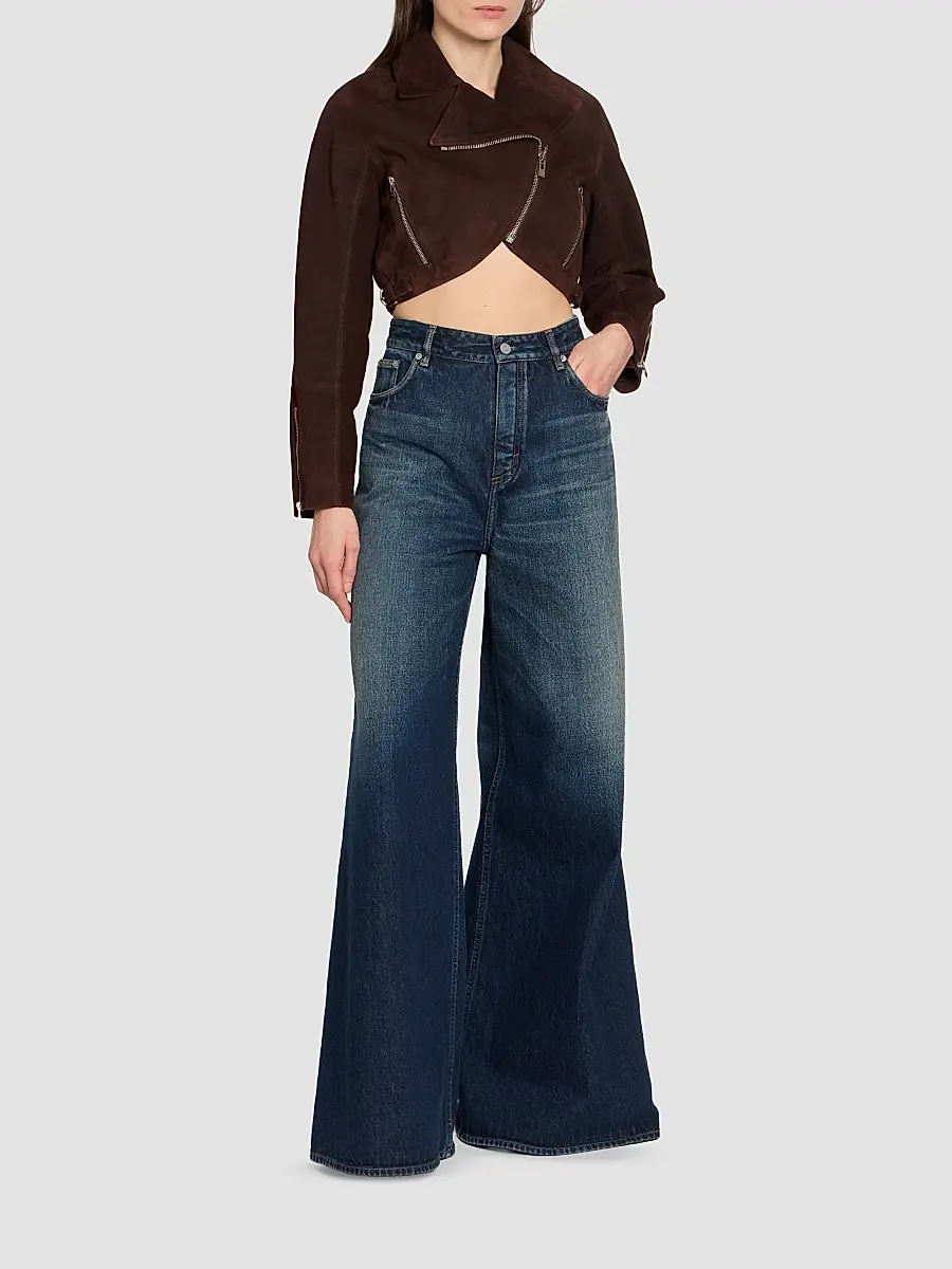 Alaïa Women's Suede Crop Biker Jacket | Thumbnail 2