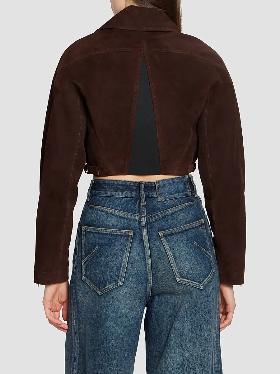 Alaïa Women's Suede Crop Biker Jacket | Thumbnail 3