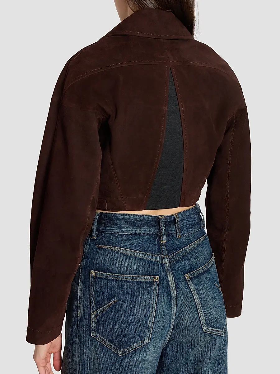 Alaïa Women's Suede Crop Biker Jacket | Thumbnail 5