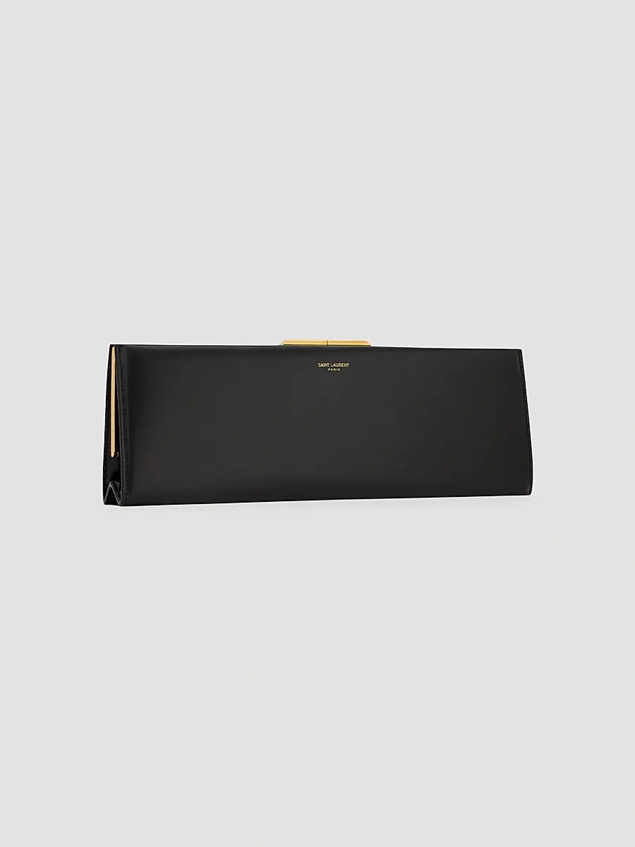 Saint Laurent Women's Large Clutch in Smooth Leather - Black | Thumbnail 3