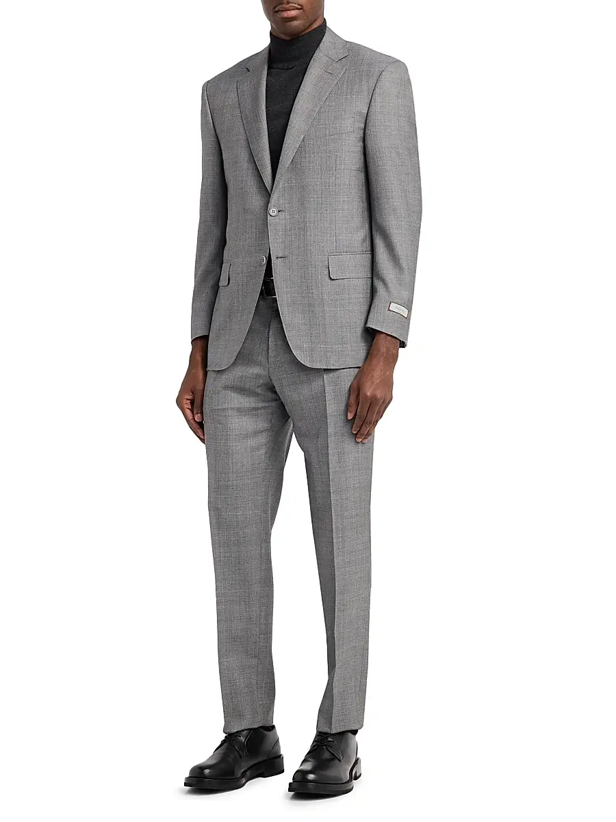 Canali Men's Plaid Wool-Silk Suit | Thumbnail 4