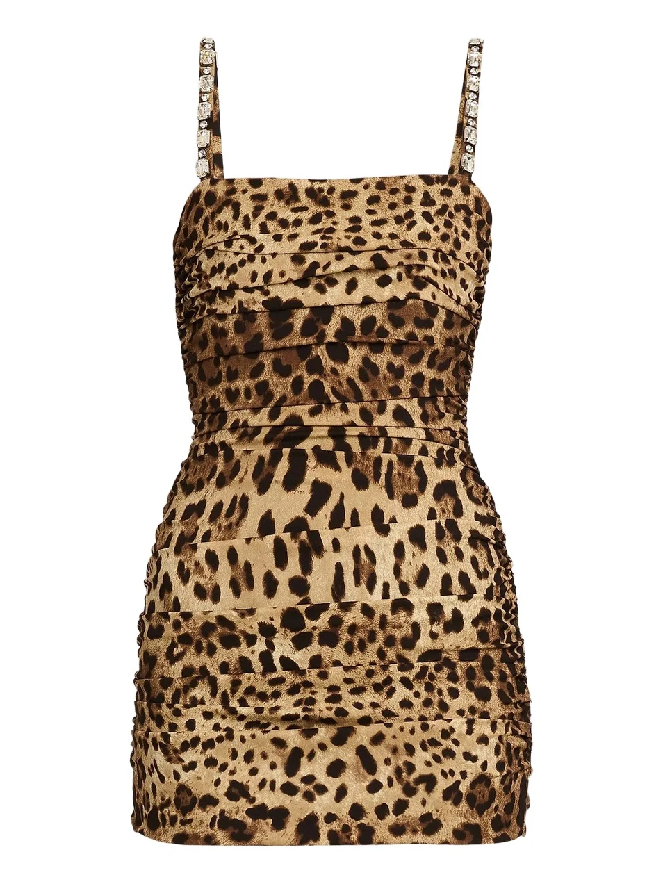 Dolce & Gabbana Women's Ruched Leopard-Print Silk Charmeuse Mini Dress