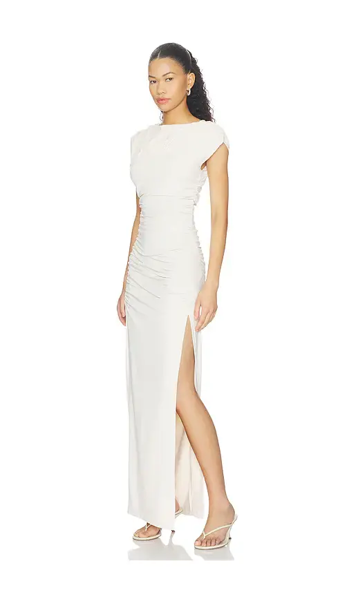 susana monaco Short Sleeve Gathered Slit Dress | Thumbnail 2 susana monaco Short Sleeve Gathered Slit Dress | Thumbnail 2