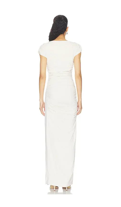 susana monaco Short Sleeve Gathered Slit Dress | Thumbnail 3 susana monaco Short Sleeve Gathered Slit Dress | Thumbnail 3