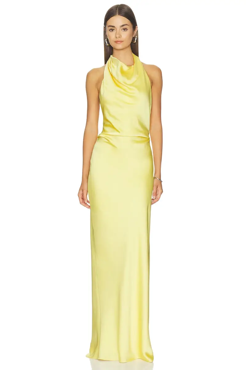 Reannon Satin Draped Gown Reannon Satin Draped Gown