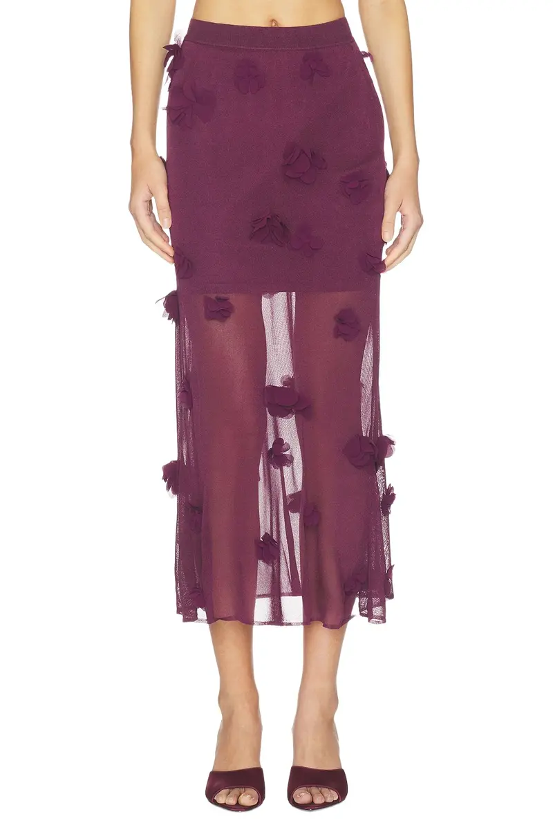 Cora Floral Applique Midi Skirt Cora Floral Applique Midi Skirt
