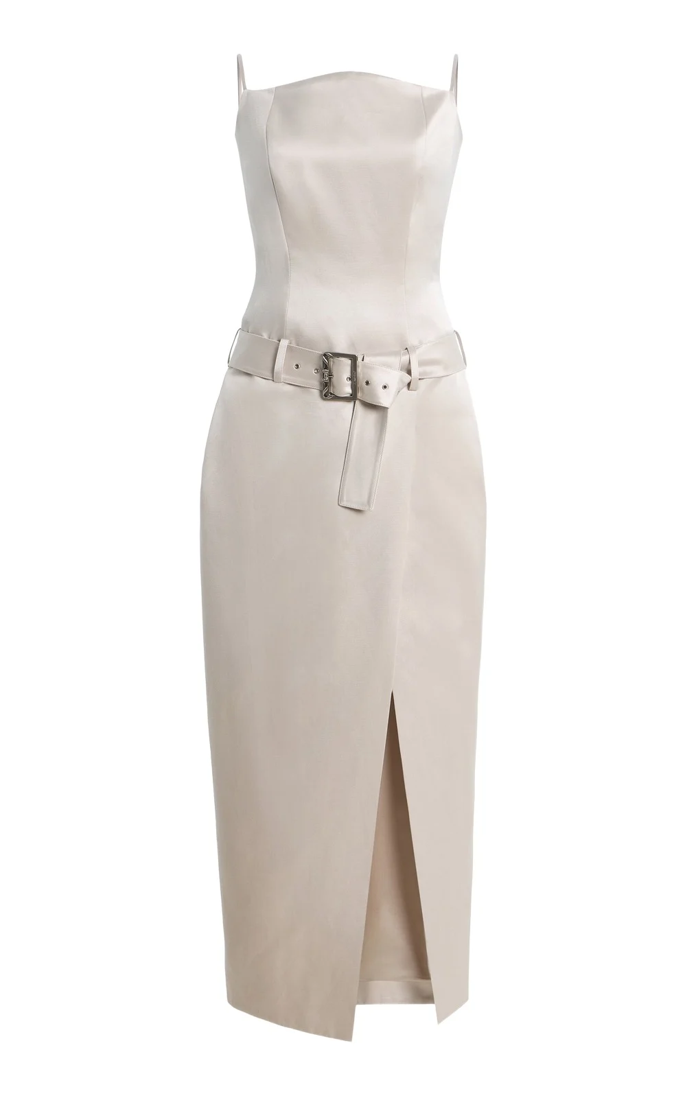 Wiederhoeft Exclusive Julie Belted Cotton-Silk Satin Midi Dress