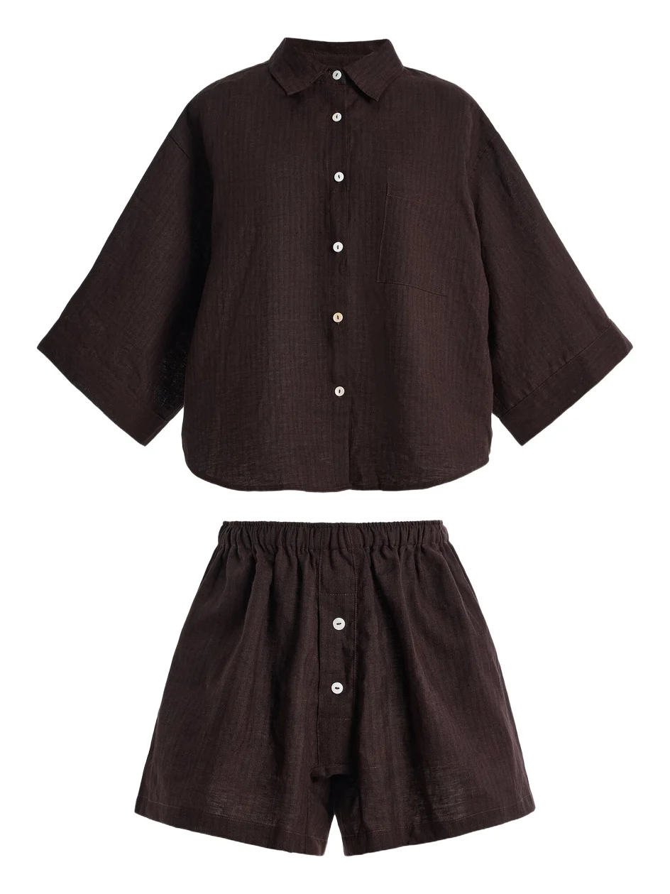 03 Striped Linen Short Set 03 Striped Linen Short Set