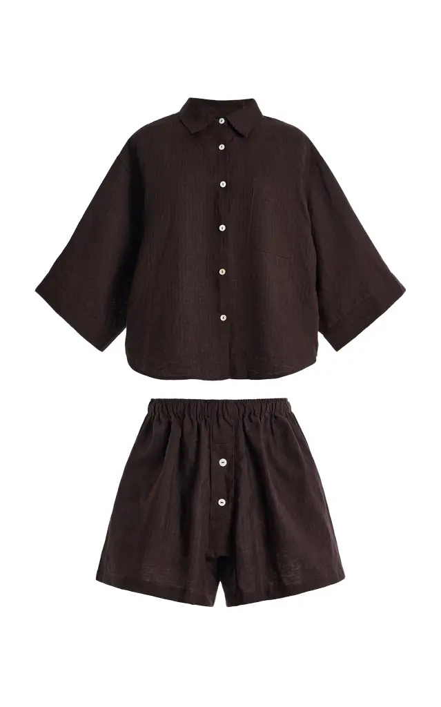 Deiji Studios 03 Striped Linen Short Set