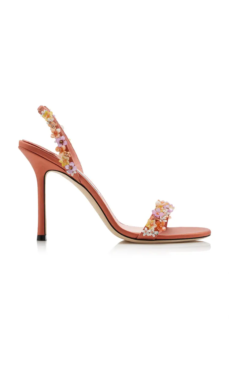 Jenn Daisy-Embroidered Satin Sandals