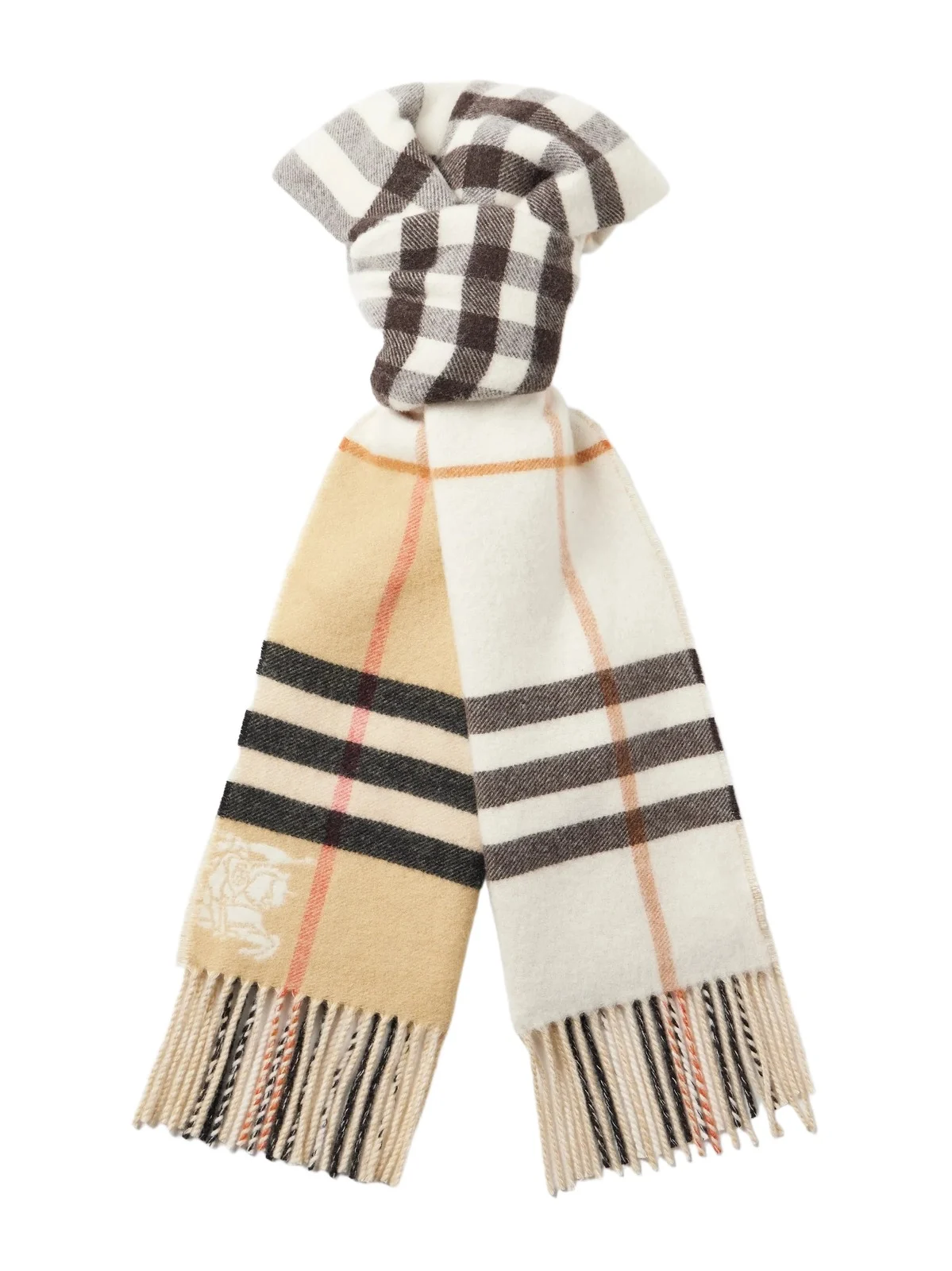 Burberry Fringed Checked Cashmere Scarf - Men