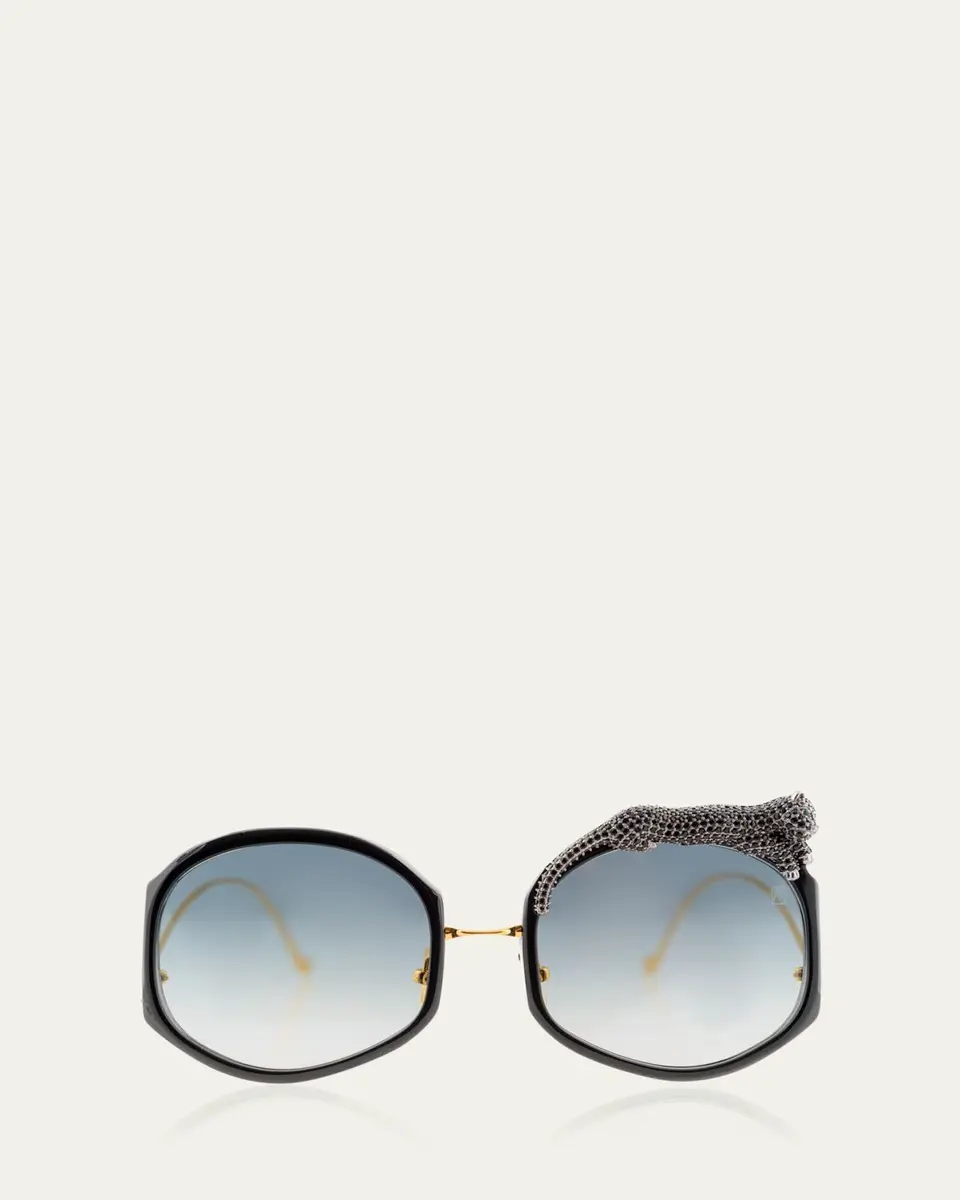 Anna-Karin Karlsson Rose Et Le Reve Leopard Round Acetate Sunglasses | Thumbnail 2 Anna-Karin Karlsson Rose Et Le Reve Leopard Round Acetate Sunglasses | Thumbnail 2