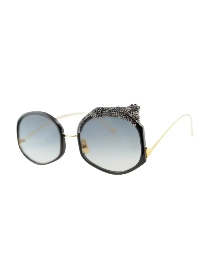 Rose Et Le Reve Leopard Round Acetate Sunglasses Rose Et Le Reve Leopard Round Acetate Sunglasses