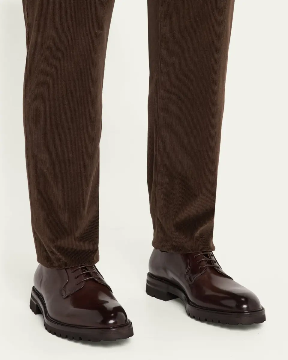 Bergdorf Goodman Men's Lug-Sole Calfskin Derby Shoes | Thumbnail 2