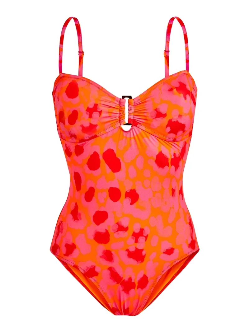 Abstract Leopard Printed One-Piece Swimsuit Abstract Leopard Printed One-Piece Swimsuit