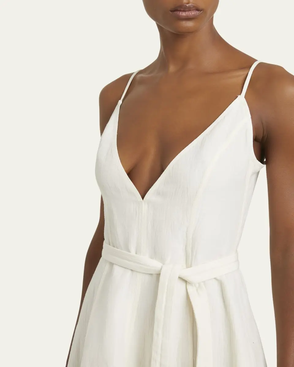 Proenza Schouler Elaine Plunging Belted Linen-Blend Midi Dress | Thumbnail 5 Proenza Schouler Elaine Plunging Belted Linen-Blend Midi Dress | Thumbnail 5
