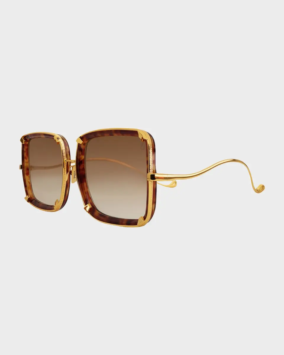 Anna-Karin Karlsson White Moon 24K Gold-Plated & Acetate Square Sunglasses | Thumbnail 2