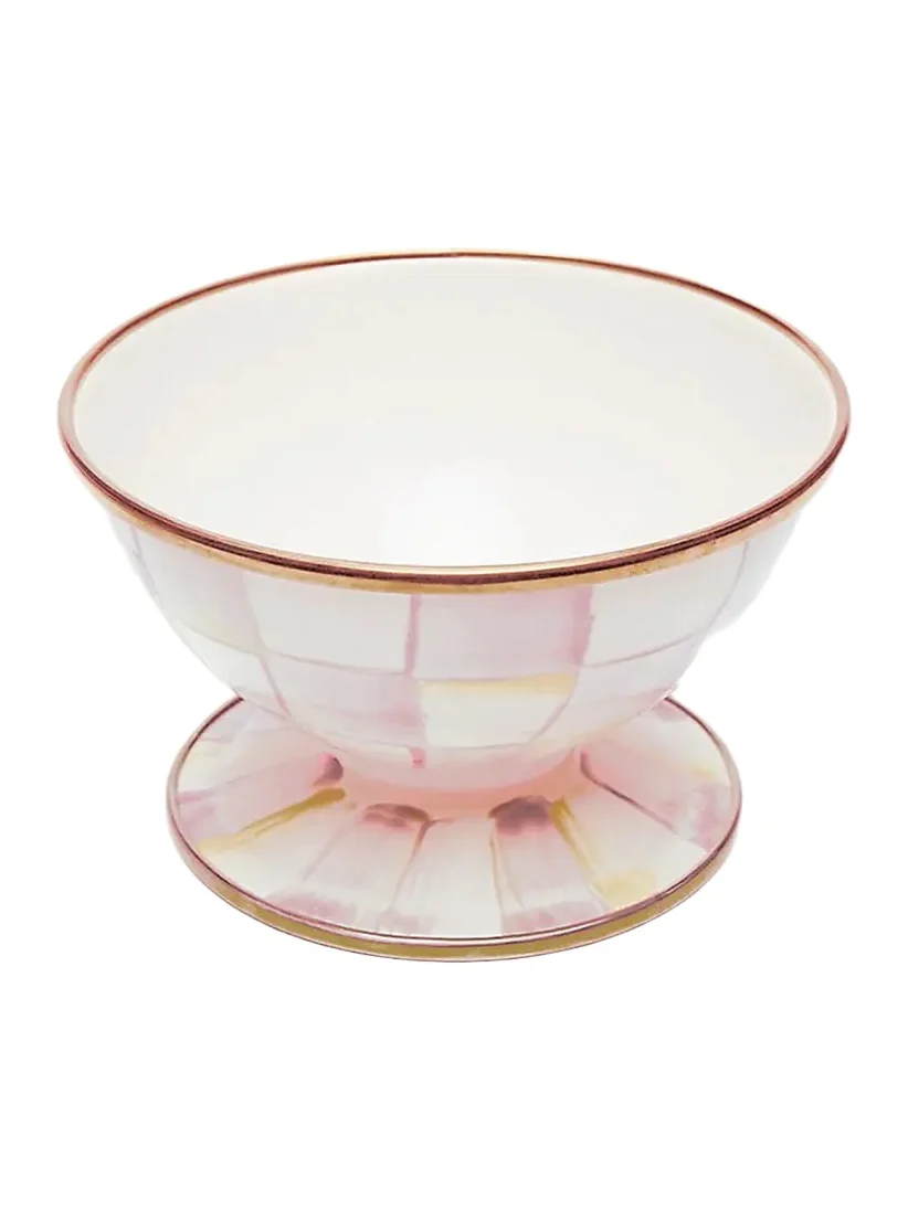 MacKenzie-Childs Rosy Check Enamel Ice Cream Dish