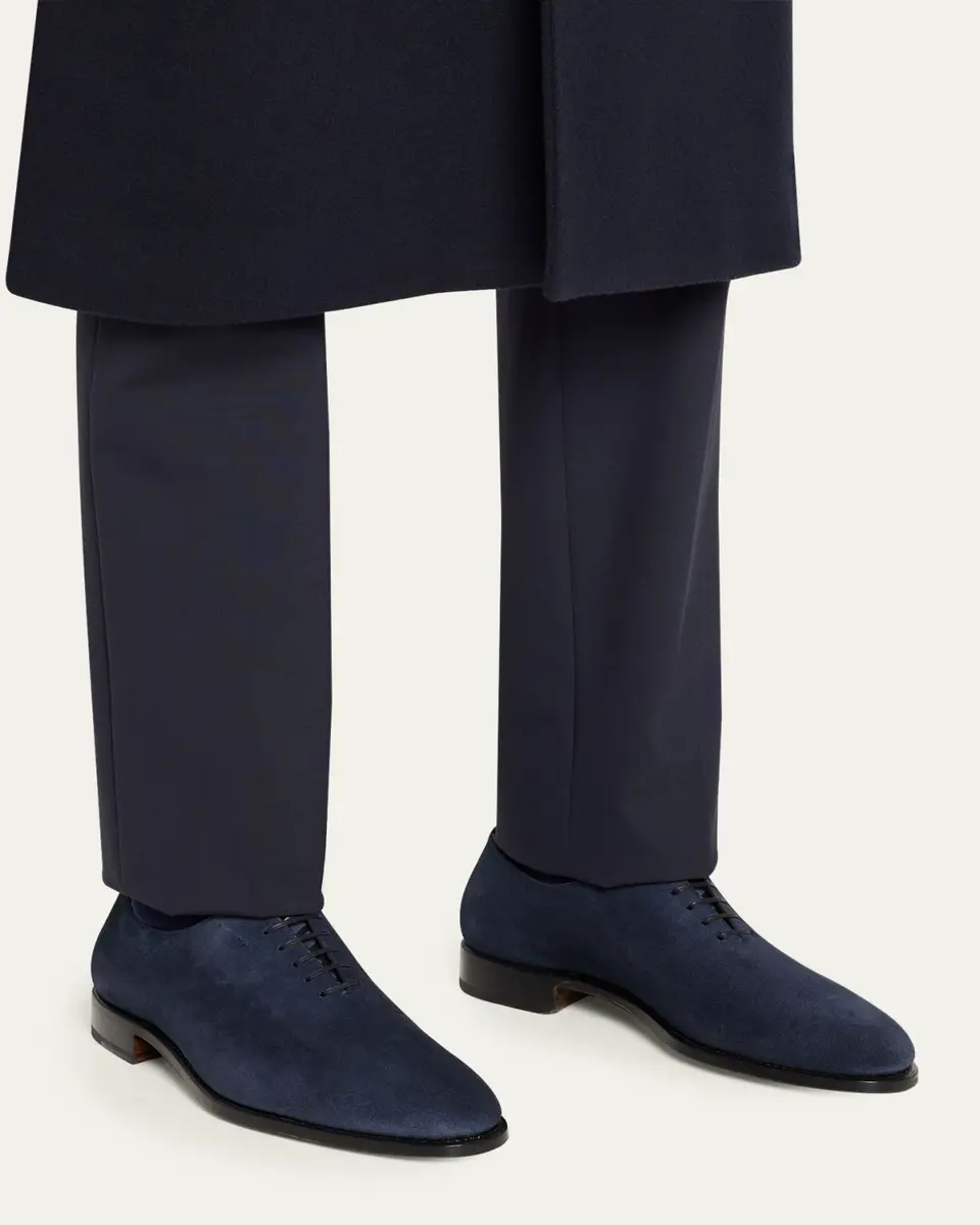 Ferragamo Men's Angiolo Tramezza Suede Oxfords | Thumbnail 2