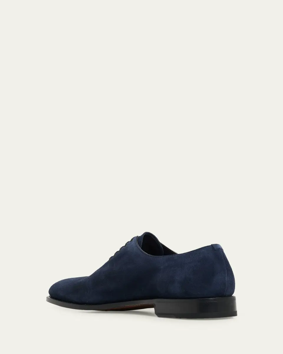 Ferragamo Men's Angiolo Tramezza Suede Oxfords | Thumbnail 4