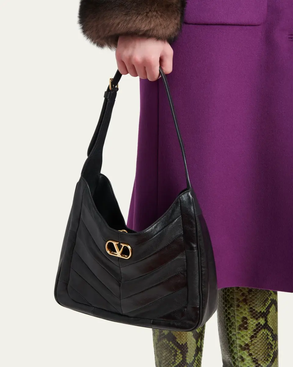 Valentino Garavani Medium Chevron Leather Hobo Bag | Thumbnail 2 Valentino Garavani Medium Chevron Leather Hobo Bag | Thumbnail 2