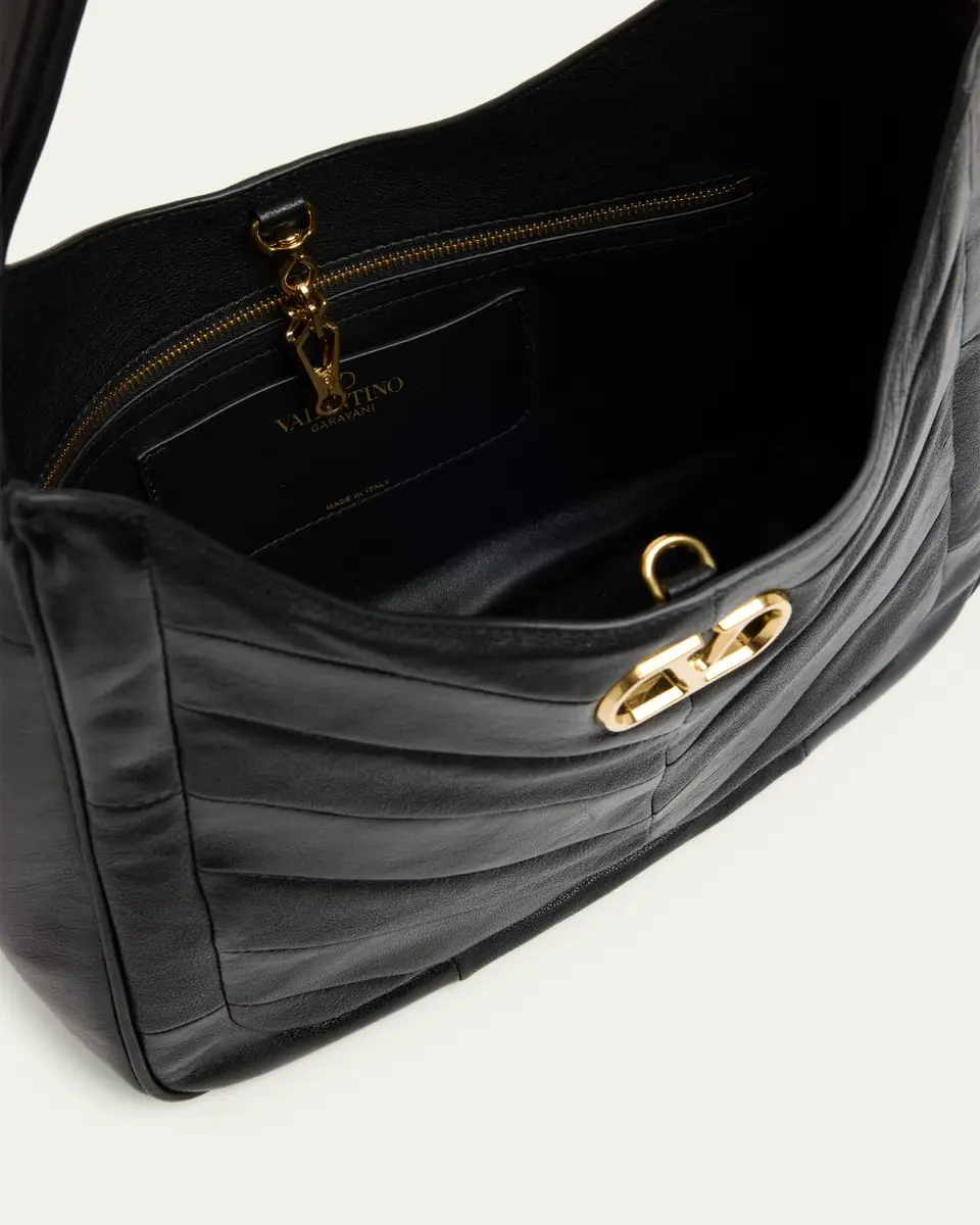 Valentino Garavani Medium Chevron Leather Hobo Bag | Thumbnail 4 Valentino Garavani Medium Chevron Leather Hobo Bag | Thumbnail 4