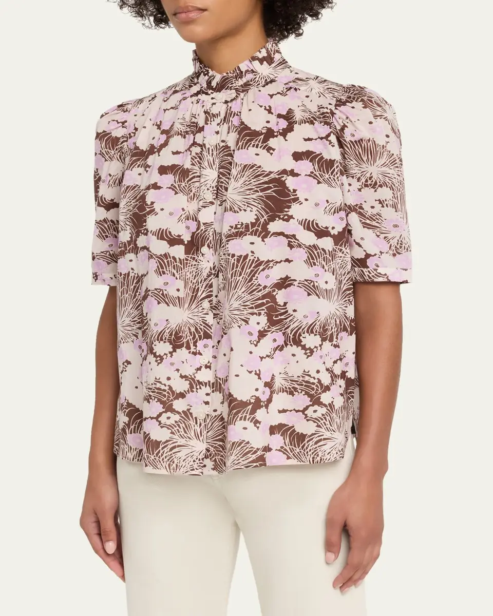 ALIX OF BOHEMIA Winnie Short-Sleeve Floral Cotton Blouse | Thumbnail 4 ALIX OF BOHEMIA Winnie Short-Sleeve Floral Cotton Blouse | Thumbnail 4
