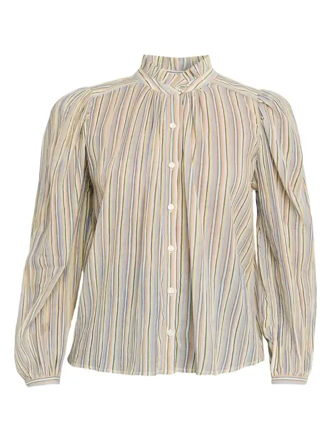 Annabel Long-Sleeve Striped Cotton Blouse
