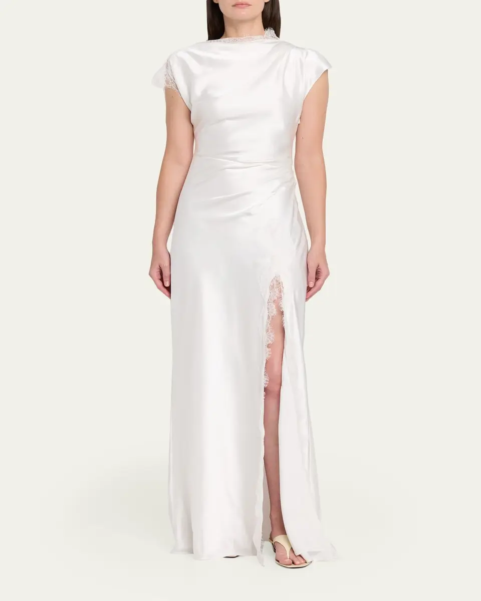 ANNA QUAN Martha Draped Lace Satin Dress | Thumbnail 2 ANNA QUAN Martha Draped Lace Satin Dress | Thumbnail 2