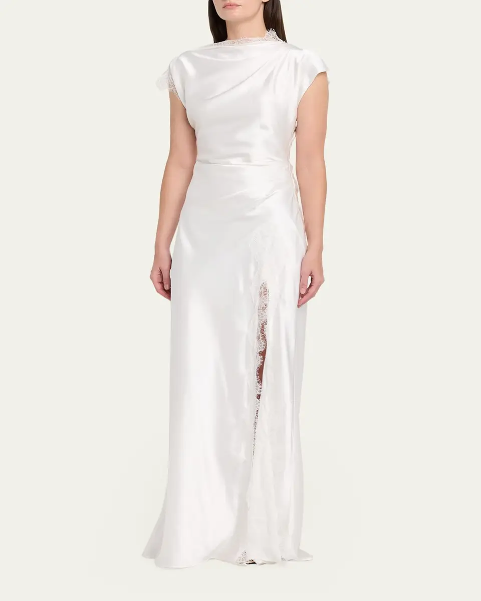 ANNA QUAN Martha Draped Lace Satin Dress | Thumbnail 4 ANNA QUAN Martha Draped Lace Satin Dress | Thumbnail 4