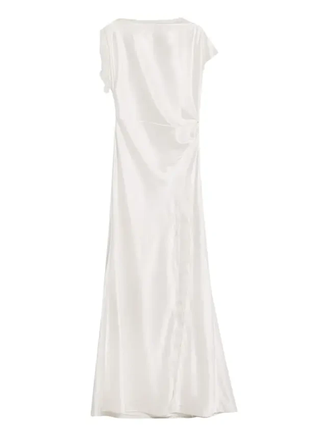 Martha Draped Lace Satin Dress