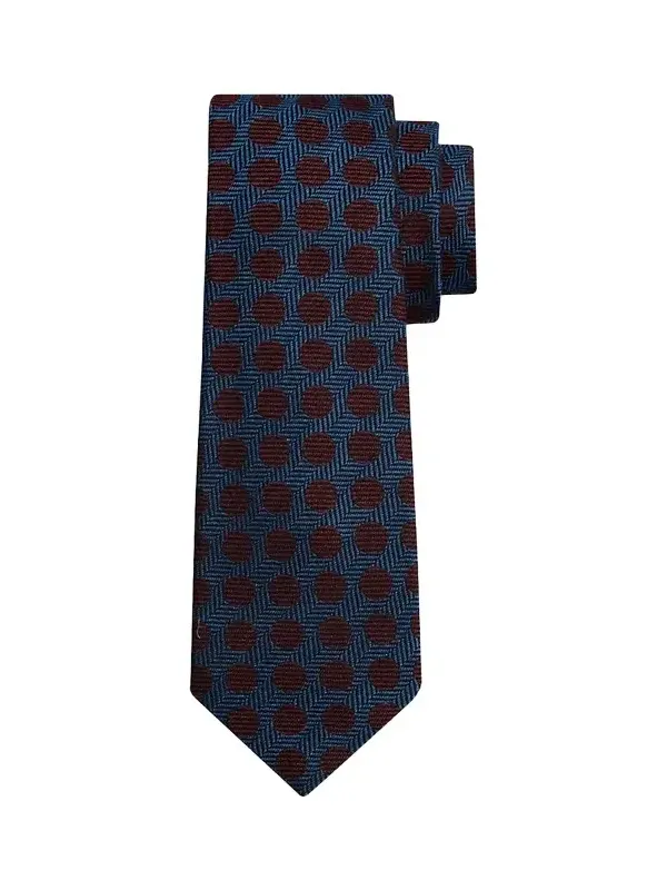 Kiton Men's Herringbone Polka Dot Silk Sevenfold Tie