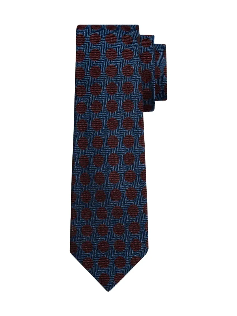 Kiton Men's Herringbone Polka Dot Silk Sevenfold Tie
